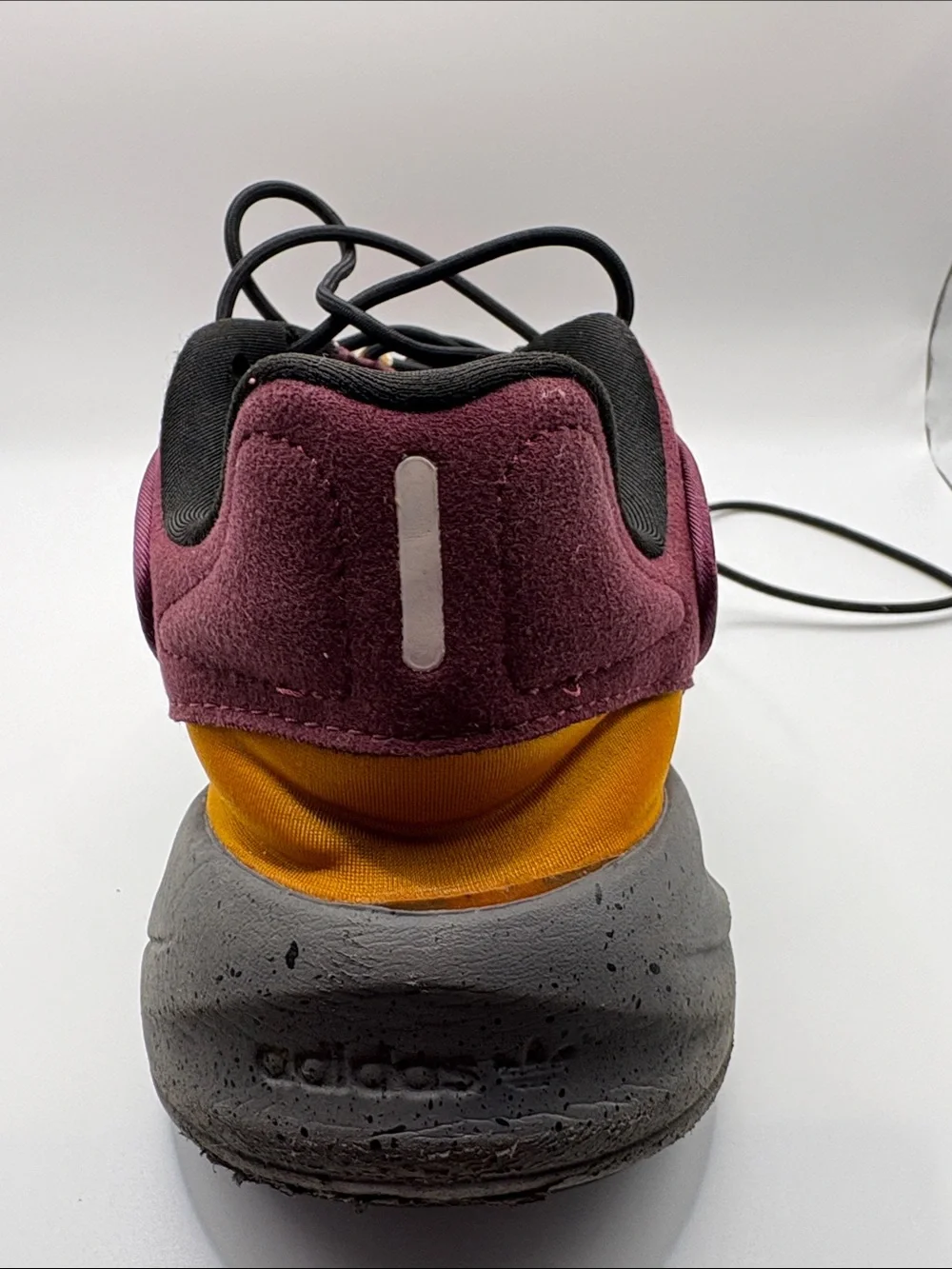 adidas OZELIA Men’s Burgundy and Black Running Sneaker with Yellow Accents